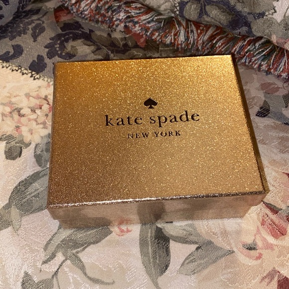 KATE SPADE GOLD METALLIC CARD HOLDER NIB GLITTERING ROSE GREAT GIFT - Picture 2 of 6